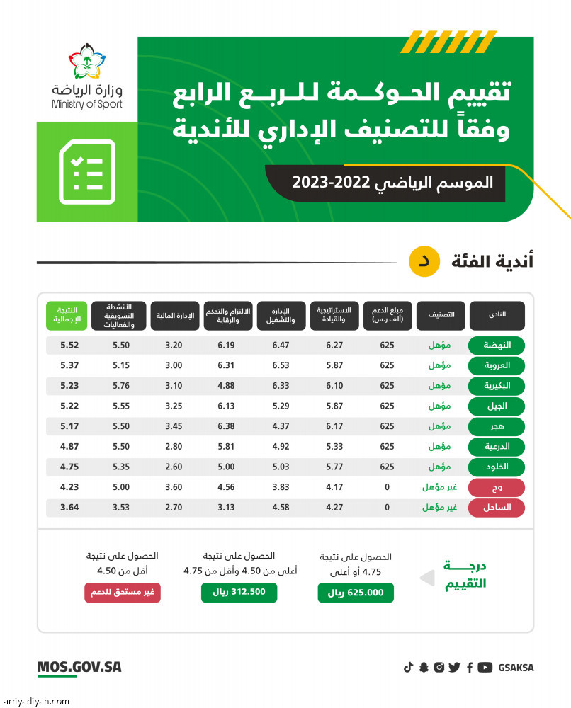 دعم «الحوكمة».. 8 من أندية «روشن» تفشل