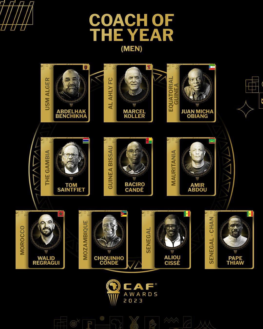 قائمة المدربين الذين يتنافسون على جائزة الأفضل في إفريقيا