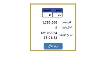 سعرها مليون و350 ألف جنيه.. مزايدة على لوحة سيارة مميزة تحمل رقم «ر ن أ 5»